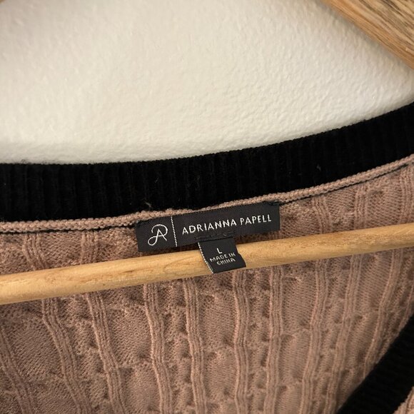ADRIANNA PAPELL | Like New Brown/Black Cardigan Sweater Pearl Button - Large - Picture 2 of 5